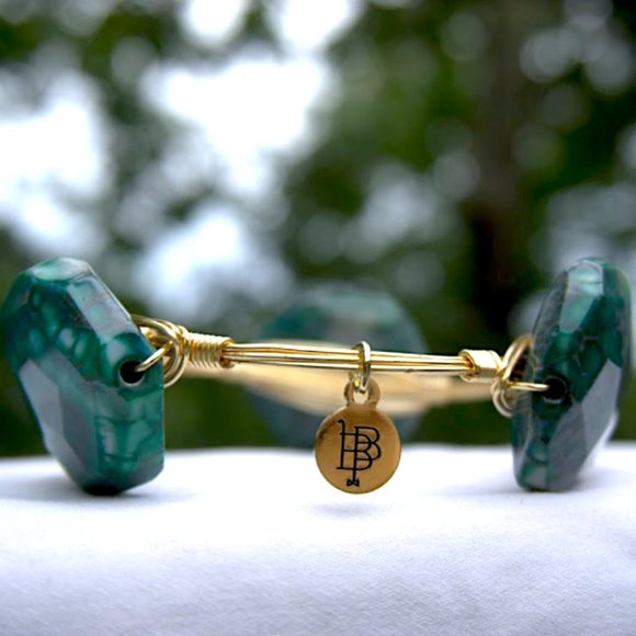 Bourbon & Bowties | Jade Stone Chunky Bangle - Picture 1 of 6